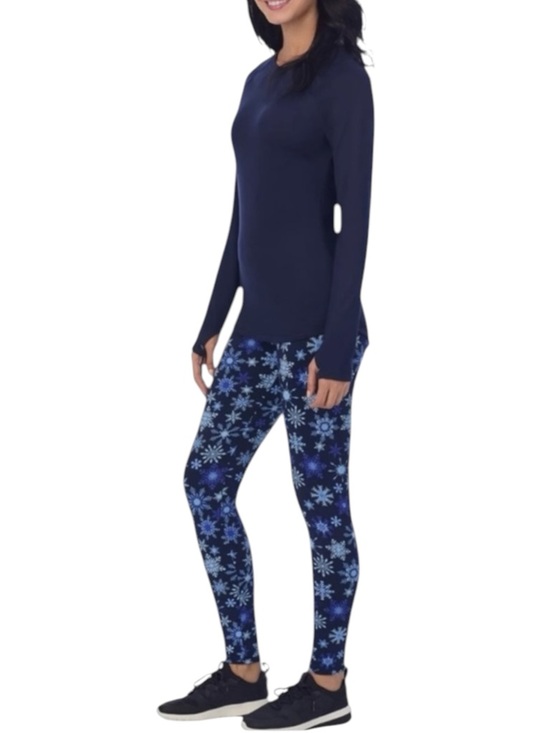 Cuddl Duds Other - CUDDL DUDS Navy Long Sleeve Top with Blue Snowflake Leggings Base Layer Size XL